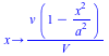 proc (x) options operator, arrow; `/`(`*`(v, `*`(`+`(1, `-`(`/`(`*`(`^`(x, 2)), `*`(`^`(a, 2))))))), `*`(V)) end proc