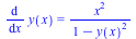 diff(y(x), x) = `/`(`*`(`^`(x, 2)), `*`(`+`(1, `-`(`*`(`^`(y(x), 2))))))
