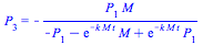 P[3] = `+`(`-`(`/`(`*`(P[1], `*`(M)), `*`(`+`(`-`(P[1]), `-`(`*`(exp(`+`(`-`(`*`(k, `*`(M, `*`(t)))))), `*`(M))), `*`(exp(`+`(`-`(`*`(k, `*`(M, `*`(t)))))), `*`(P[1])))))))